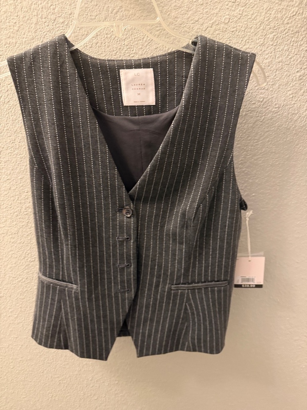 LC Lauren Conrad Gray Pinstripe Vest